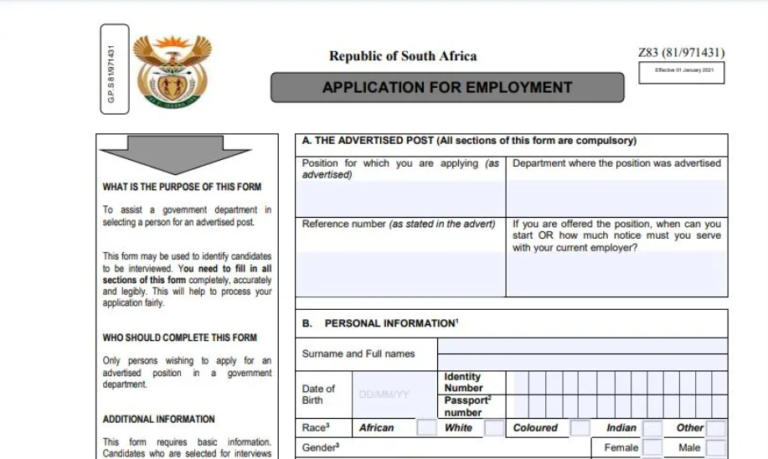 How To Fill The Z83 Form - Jobscontent.co.za